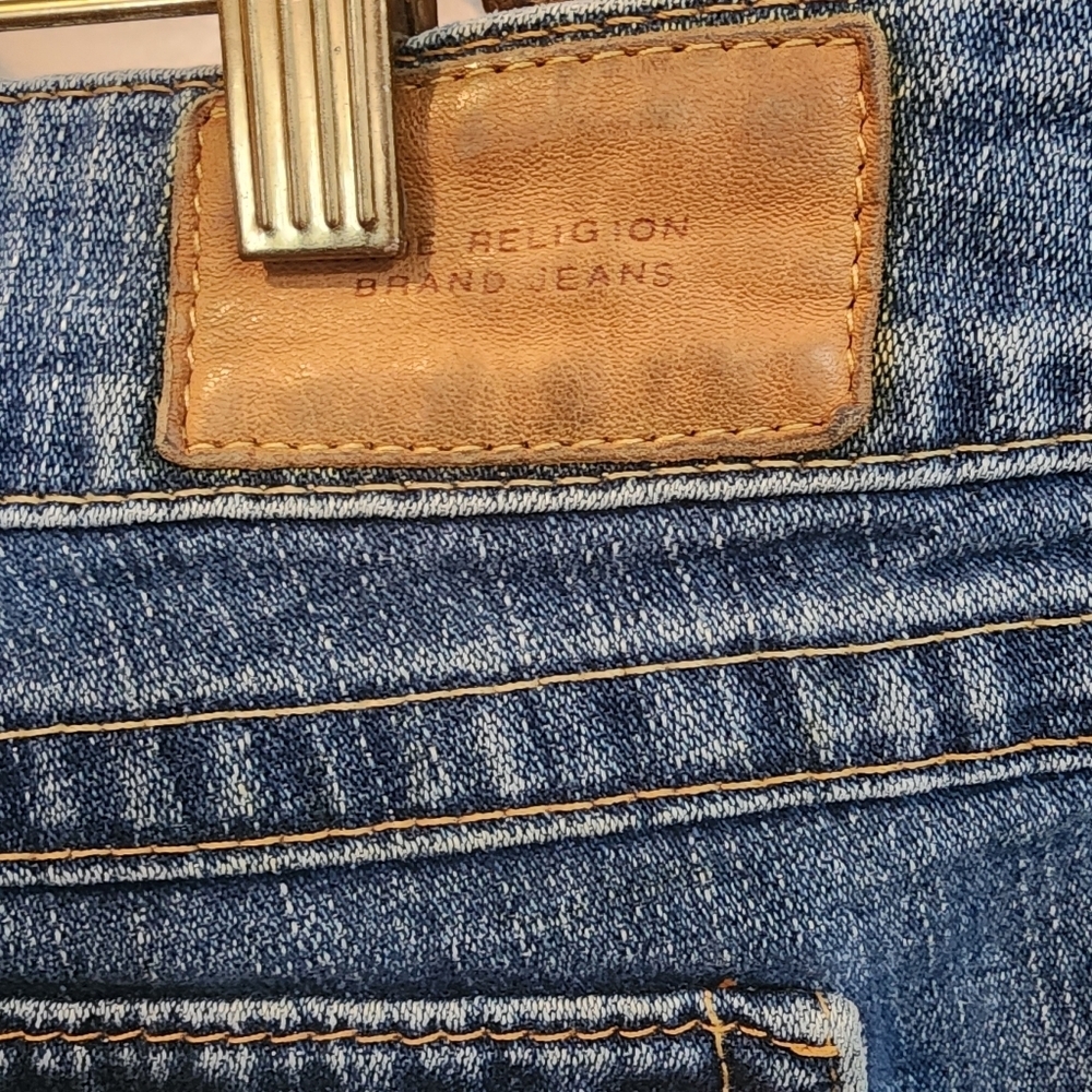 VTG TRUE RELIGION JEANS WOMENS 32 TWISTED SEAM FLARE LEG LOW RISE USA Horseshoe - Picture 2 of 15